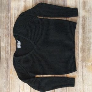 VTG Forenza Black Ramie Cotton V-Neck Sweater